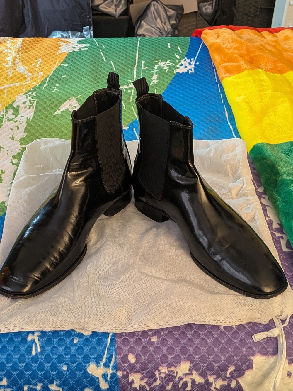 Jimmy Choo "Sawyer" Black Patent Leather Chelsea Boots